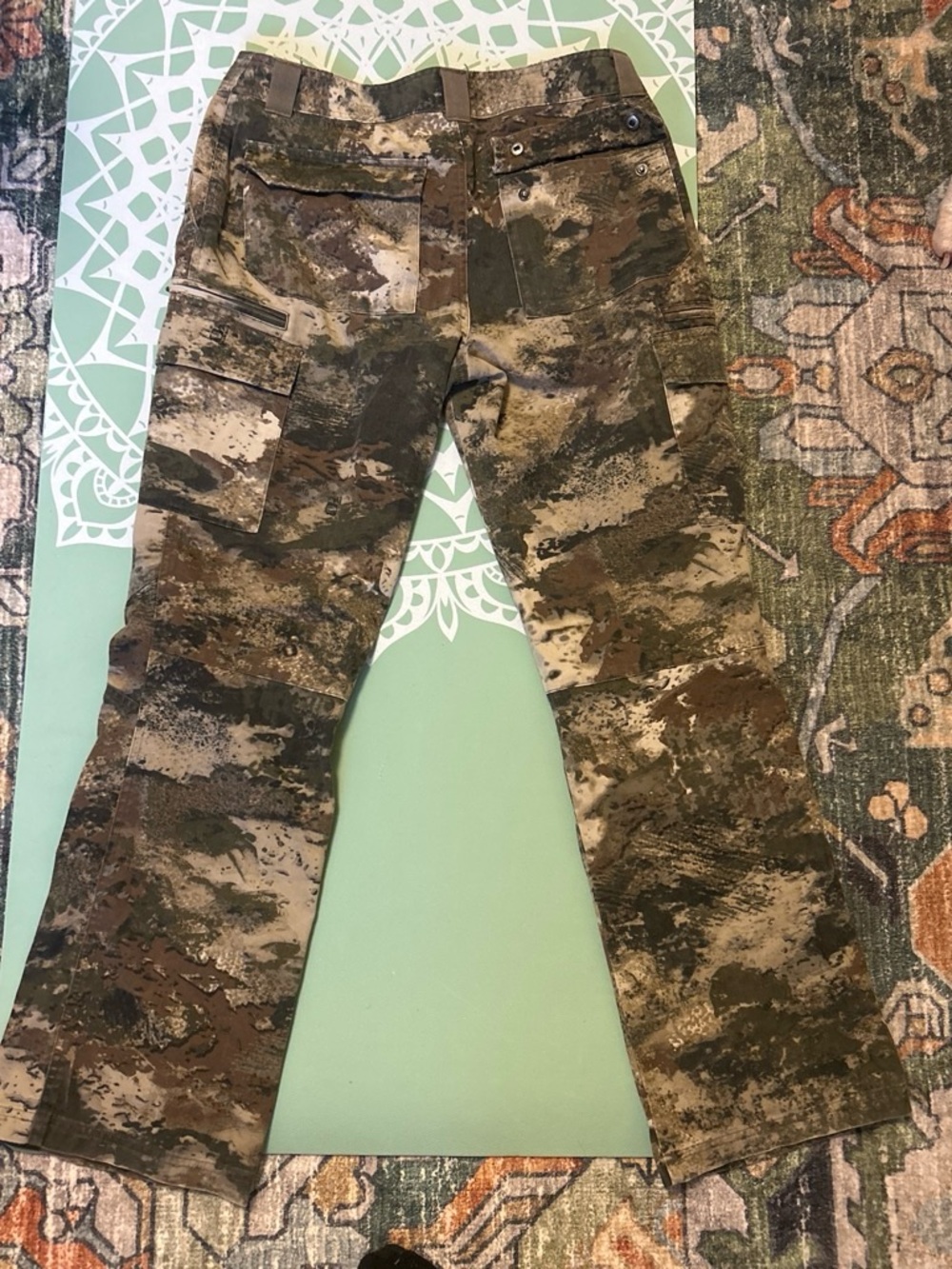 Cabela's Women's Straight Leg Camouflage Cargo Jeans - Brown Green Tan